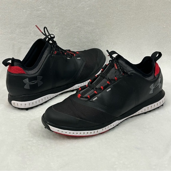 Under Armour Tempo Sport 2 Black Red Golf Cleats Shoes 3000215-001 Men’s Size 10 - Picture 1 of 10